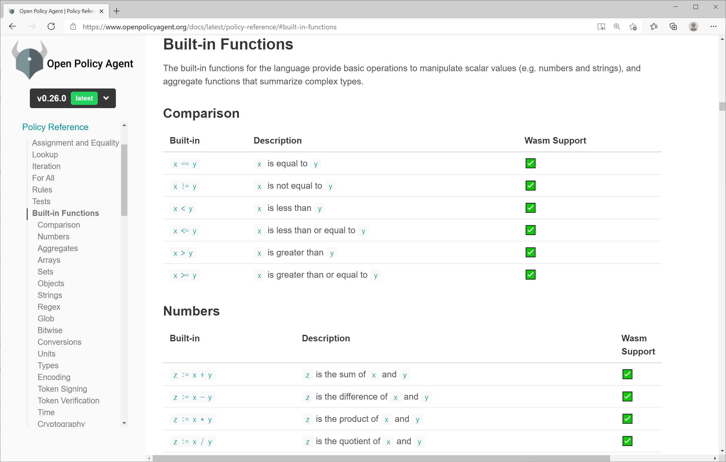 OPA built-in function reference